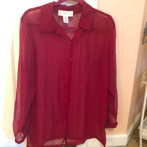 sheer red shirt